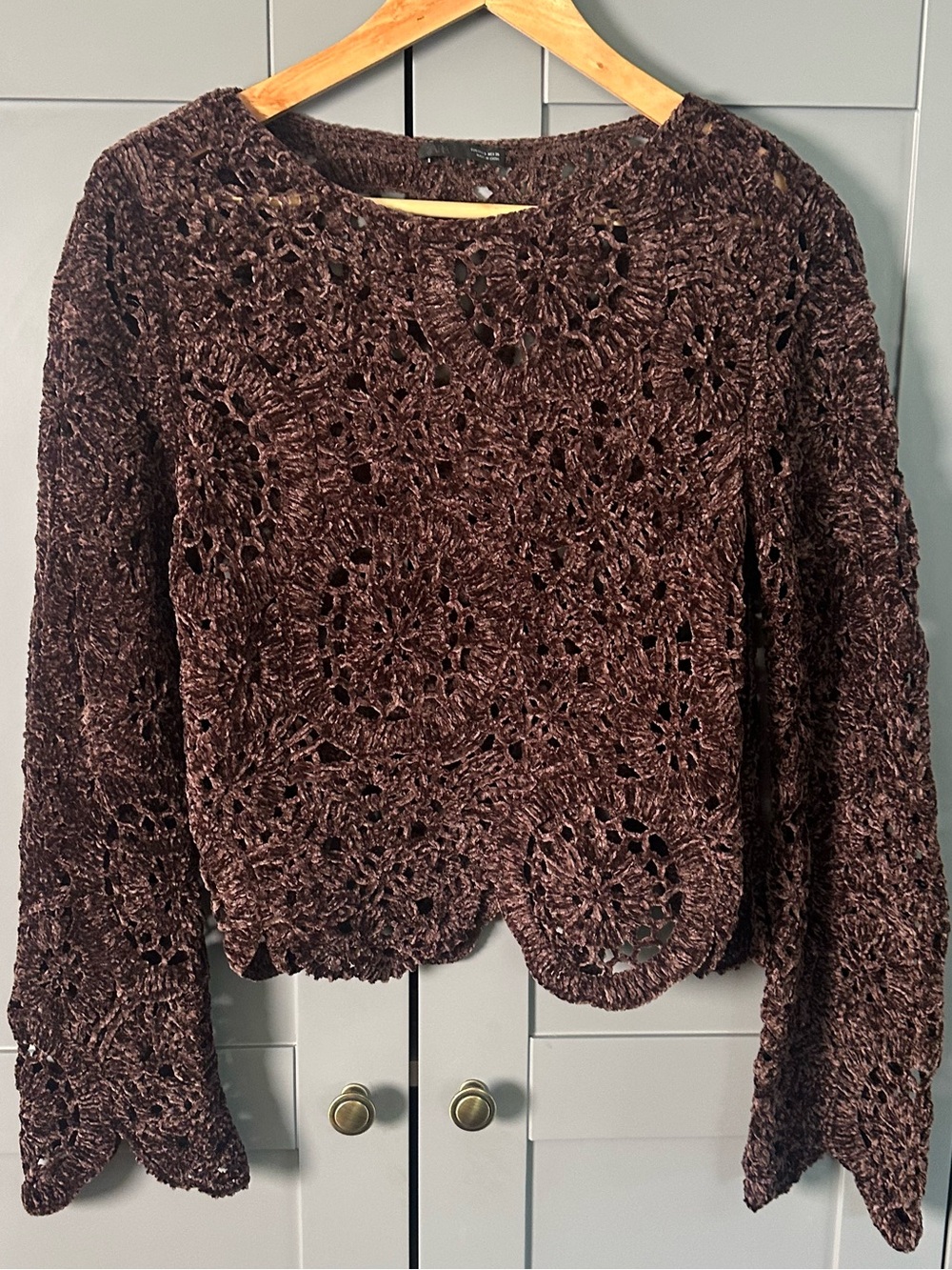 Zara Bell Sleeve Crochet Sweater